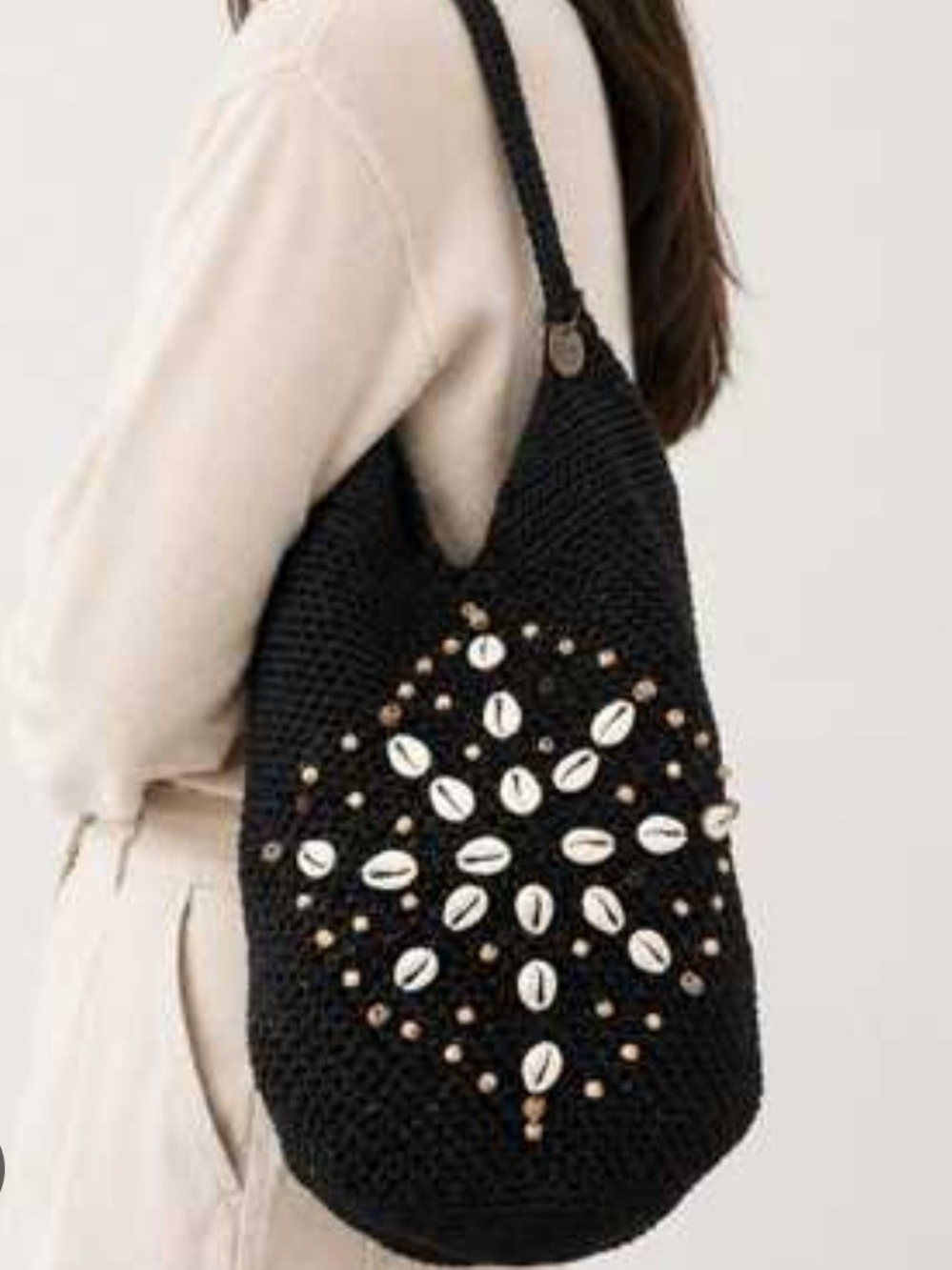 The Sak Black Crochet Shoulder Bag
